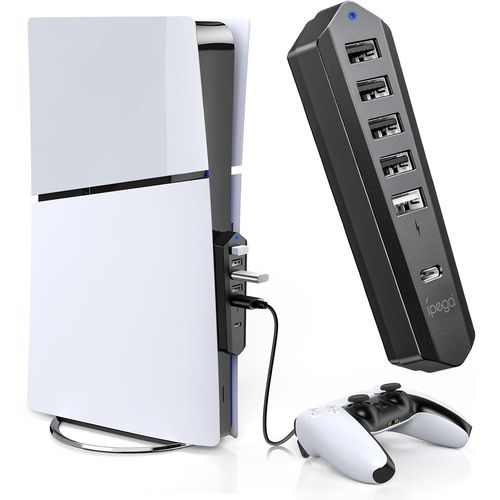 6 EN 1 Hub USB pour Console - AQSACOKIYA - PS5 Slim Disc ? Digital - Extension de Port USB Haute Vitesse pour PS5 Slim Accessoires