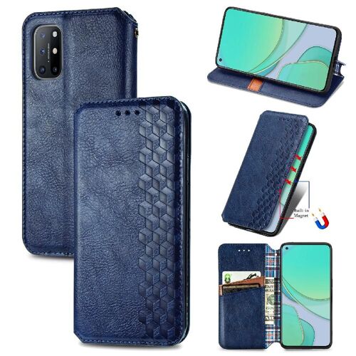 Étui Pour Oneplus 8t Fonction Portefeuille Couverture Rabotant Affaires Exquises Étui En Cuir Conception De Mode - Bleu