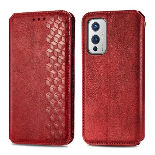 Étui Pour Oneplus 9 Affaires Exquises Étui En Cuir Couverture Rabotant Fonction Portefeuille Conception De Mode - Rouge