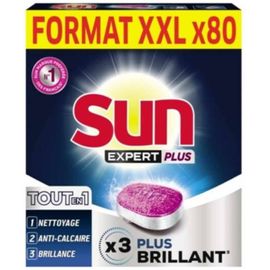 Capsules lave-vaisselle Sun expert tout en 1 extra brilliance x80