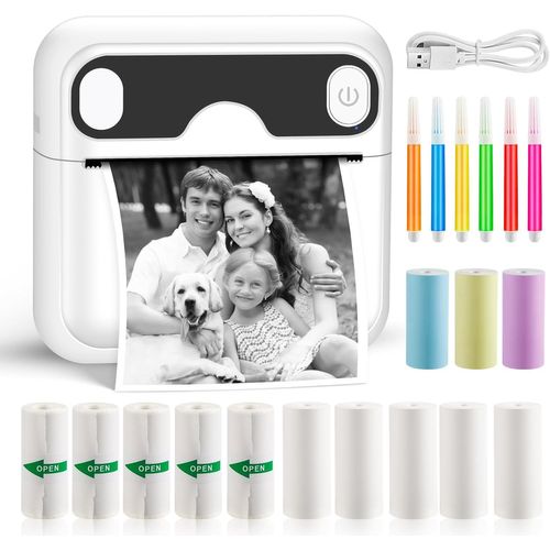 Hamiltion-Imprimante Photo Portable, Mini Imprimante Photo Instantané Sans Fil, Imprimante Thermique Sans Fil Bt Imprimante Mobile, Imprimante Pour Photos Liste D'Étiquettes