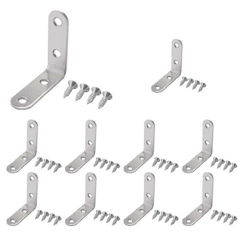 10pcs 50x50mm avec vis robustes en forme de « l » décoratif Joint Corner Bracket Shelf Rack Wall Moun
