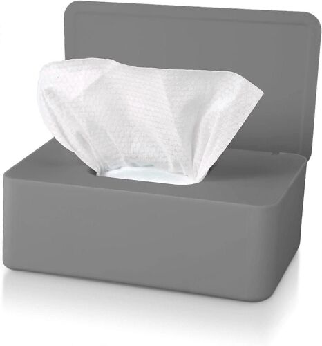 Boîte à mouchoirs avec couvercle, boîte de lingettes humides étanches à la poussière, distributeur de mouchoirs pour bureau à domicile de voiture (gris)