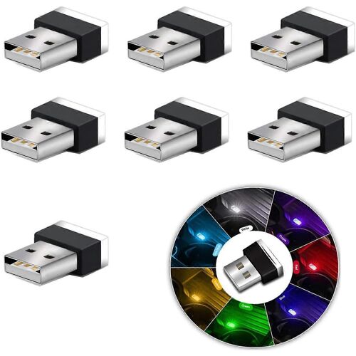 Lumières D'atmosphère Intérieure De Voiture Usb Led, 7pcs Plug-In 5v Mini Led Usb Lumières Universelles Pour Coffre Intérieur De Voiture.