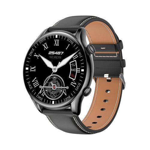 Montre Connectée Santé Écran Rond 1.32' Surveillance Température Ecg Pression Sanguine Noir Yonis