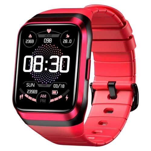 Montre Connectée Gps Étanche Suivi Santé Cardio Tension Oxygène Multisport Rouge Yonis