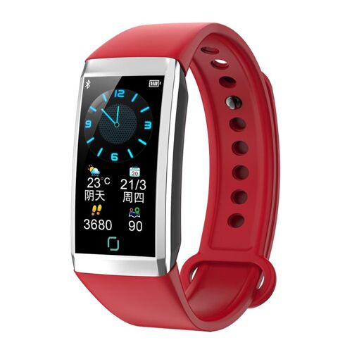 Bracelet Connecté IP67 Étanche Moniteur Santé Sommeil Notifications Multisport Rouge YONIS
