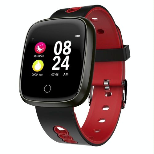 Bracelet Intelligent Écran Couleur TFT IP67 Surveillance Cardiaque Sommeil Multisport Rouge YONIS