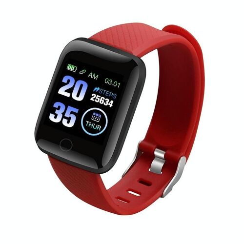 Montre Connectée Ip67 Etanche Suivi Santé Et Notifications Multilingue Rouge Yonis