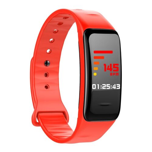 Bracelet Connecté Écran IPS 0.96 pouce Suivi Cardiaque Sommeil IP67 Rouge YONIS