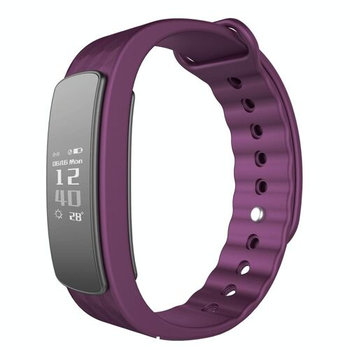 Bracelet Connecté OLED Bluetooth IP67 Suivi Santé Sommeil Podomètre Notifications Violet YONIS