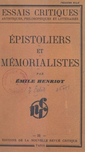 Épistoliers Et Mémorialistes