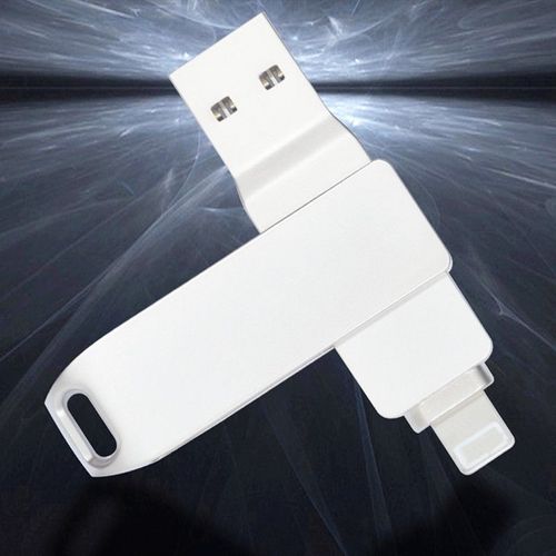 Rotation USB 3.0 Flash Drive pour iPhone 256 Go avec 2 en 1 USB-A à mouninterface usb3.0 clé USB pour Iphone11/12/13/14 ISub - Type Argent-128 Go