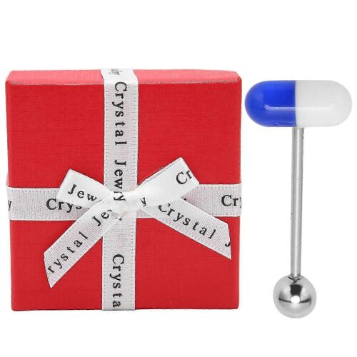 Barbell Tongue Stud Matériau Sûr Petites Pilules Bleu Clair Conception En Acier Inoxydable Barbell Tongue Stud Pour La Fête De La Mode