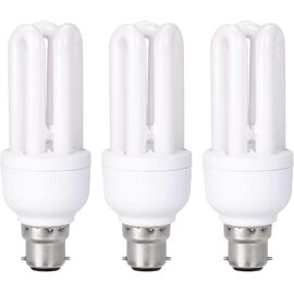 Ampoules À Économie D¿Énergie B4u À Baïonnette, Paquet De 3 Ampoules Cfl À Faible Consommation 11w = 60w, Blanc Chaud 2700k, 660 Lumens, Bc/ B22 / Capuchon À Baïonnette