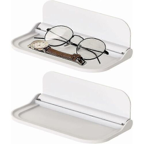 Ensemble d¿étagères murales blanches de 2, (18x11cm, S) étagère murale sans perçage étagère de salle de bain facilement extensible pour chambre à coucher, salle de jeux, salle de bain, salon, bureau