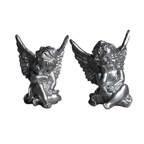 2pcs Petit Ange Figurines Résine Chérubins Artisanat Paisible Prière Sculpture Bureau Ornements Fleur Fille Ange Statues