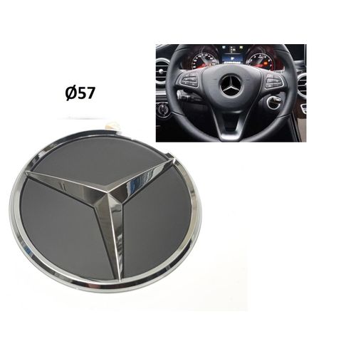 Emblème De Volant Mercedes-Benz Logo 57 Mm - Noir Argen