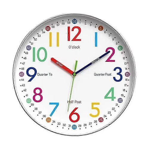 12 pouces horloge murale numérique dessin animé gestion du temps pour enfants horloge à quartz maison murale horloge silencieuse 30CM