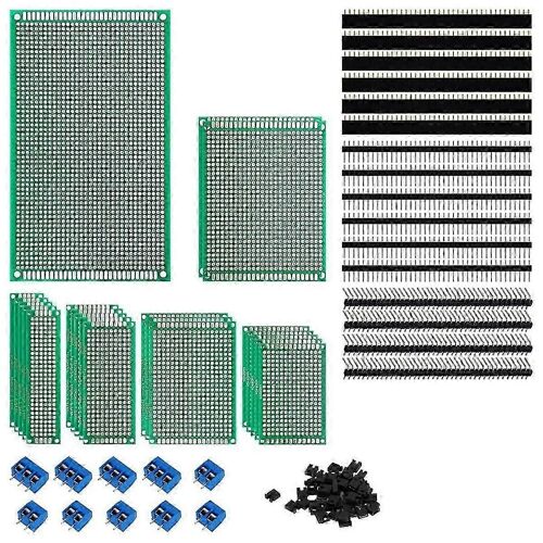 Kit de prototypage de carte de circuit imprimé 147 pièces - Cartes perf double face en 6 tailles