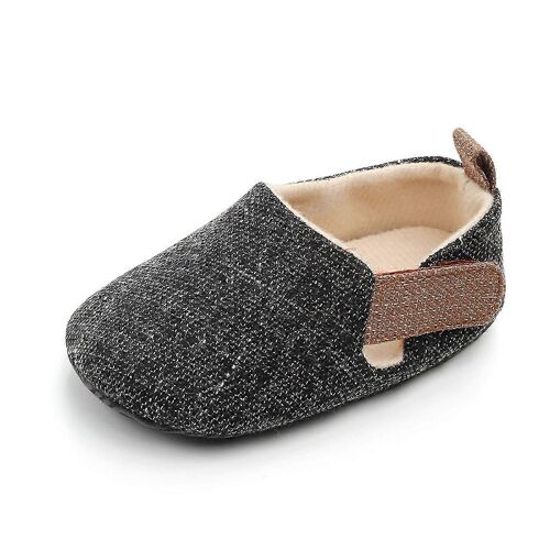 Bébé Prewalker Coton Semelles Souples Empêchent Glissement Respirant Marche Chaussures D'apprentissage Pour Printemps Été Noir 12cm / 4.72in 29.2g / 1.03oz