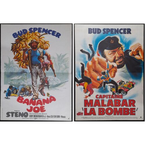 Bud Spencer - Banana Joe - Capitaine Malabar Dit «La Bombe» Film Comique Italien 1982 De Steno , De Michele Lupo Avec Bud Spencer - 2 Affiches De Cinéma Originales 60x40 Cm - 2 French Movie Poster