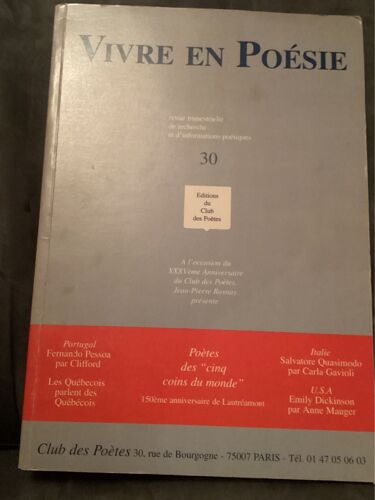 Vivre En Poésie Revue Numéro 30