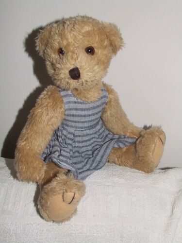 Ours Marron Beige Robe Raye Bleu Assis