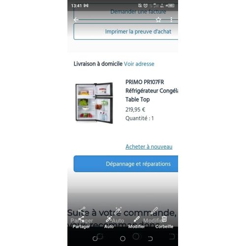 RÉFRIGÉRATEUR CONGÉLATEUR ENCORE SOUS EMBALLAGE