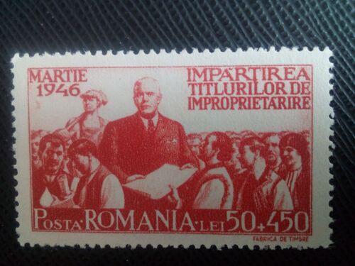 Timbre Roumanie Y T 895 Émission Des Nouveaux Documents De Propriété Par Petru Groza 1946 ( 150308 )
