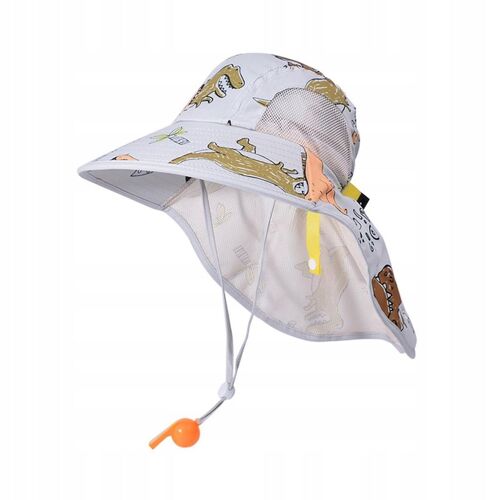 Chapeau De Soleil Pliable À Large Bord Pour Enfants, Décontracté, Printemps-Été, Motif Dinosaure Gris