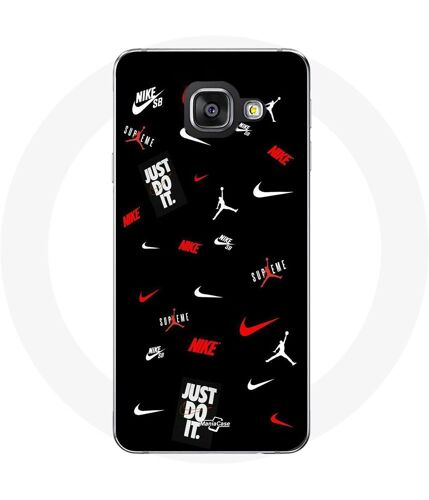 Coque Samsung Galaxy A3 2016 Nike Jordan Blanc Rouge Fond Noir