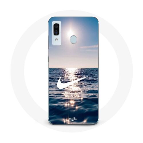 Coque Samsung Galaxy A30 Nike Logo Blanc Mer Solei