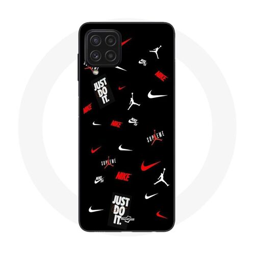 Coque Samsung Galaxy A22 4g Nike Jordan Blanc Rouge Fond Noir
