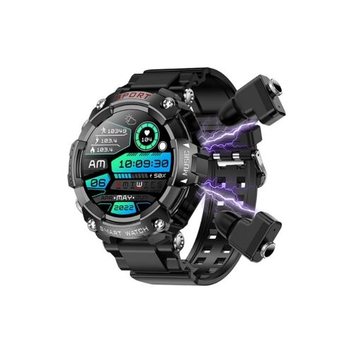 Rainbuvvy T96 2 - En - 1 Smartwatch 1,52 Pouces Ecran Tactile Bluetooth Appel Surveillance De La Sante Plusieurs Modes De Mouvement Enregistrement Montre Intelligente Avec Casque Bluetooth Noir