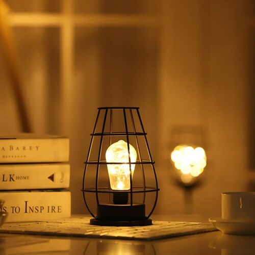 Lampe De Table Décorative Rétro Lampe De Table Style Cage Veilleuse Rétro À Piles Goodnice