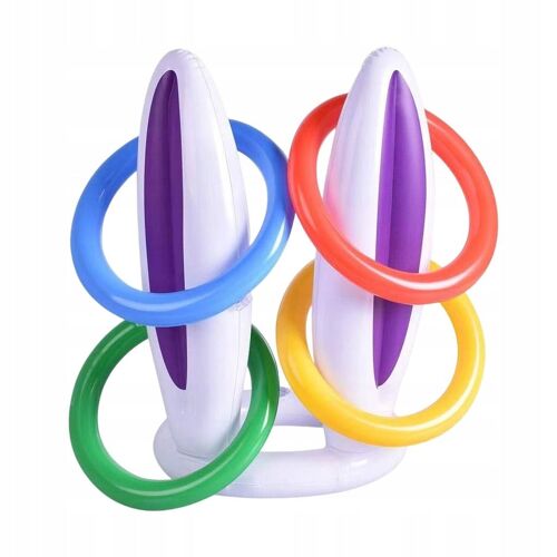 Jeux De Pâques Avec Lapin Gonflable Et Lancer D'anneaux. Jeu De Pâques Pour Enfants Adultes
