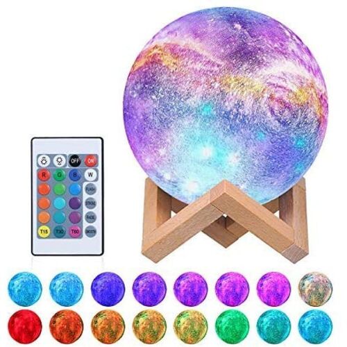 Lampe Lune Tactile Led Veilleuse, 3d 15cm Lampe Lune Multicolore 16 Couleurs Dimmable Goodnice