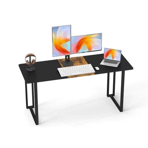 Costway Grand Bureau D'ordinateur 60 X 160 Cm Industriel - Cadre En Métal - Bureau D'étude Conférence Pour Maison Réunion