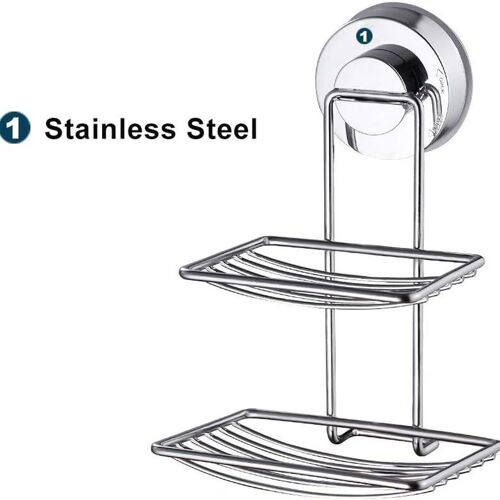 Porte-savon porte-savon à ventouse double en acier inoxydable pour salle de bain et douche goodnice