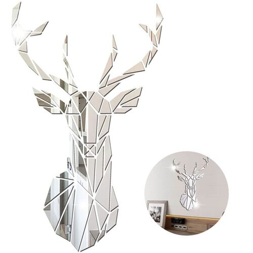 Autocollants muraux de cerf miroir 3D, autocollants muraux tridimensionnels, décalcomanies, bricolage goodnice