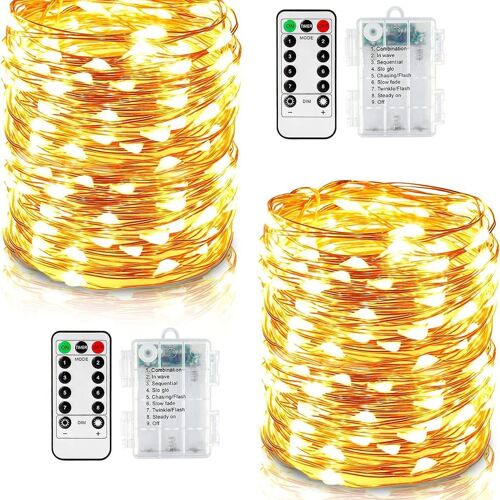 Lot De 2 Guirlandes Lumineuses Led 10 M 100 8 Modes Éclairage Extérieur Fil Goodnice