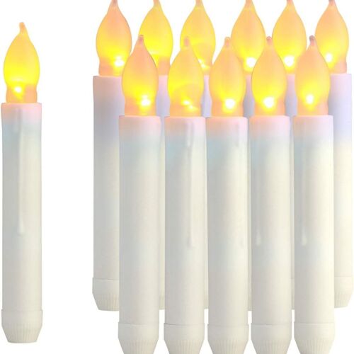 Bougies Bâton Led Avec Télécommande, Paquet De 12 Bougies De Table Vacillantes Sans Flamme Goodnice