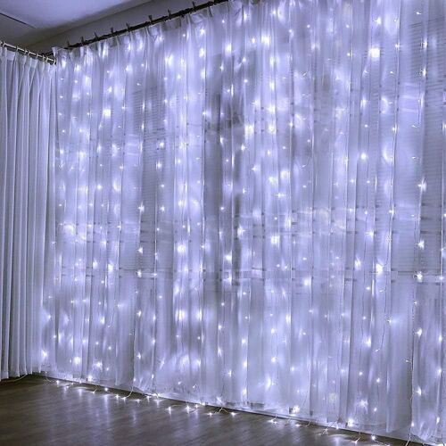 Rideau Lumineux Led, Filet Lumineux 3 M X 3 M, Rideau De Guirlandes Lumineuses 300 Led Goodnice