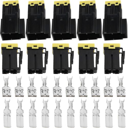 5 Set Connecteurs Multiples Et Bornes À 2 Voies Et 2 Broches À Courant Élevé De 9,5mm Connecteur Électrique Nominal 60 A 60 A Pour Automobile Moto Camion[Auto5132539]