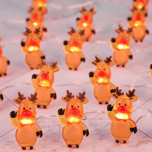 Guirlande Lumineuse De Noël En Forme De Renne, Fonctionnant Sur Piles, 20 Led, Goodnice