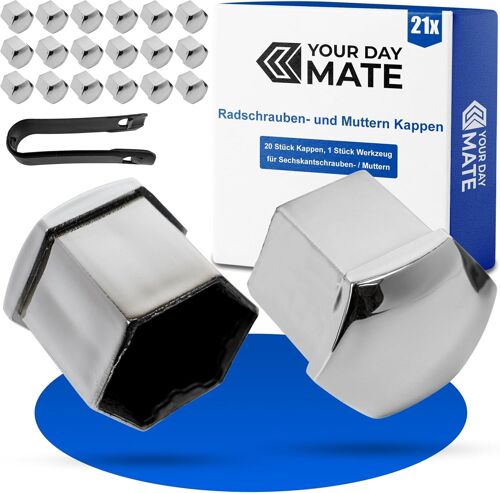 Cache-Écrous De Roues 17 Mm, 20 X Cache-Boulons De Pneus Avec Outil De Démontage, Universel Pour Toutes Marques De Voiture, Cache-Vis Jante En Plastique, Ø 1,7 Cm, Cache Écrou De R[Auto5135009]