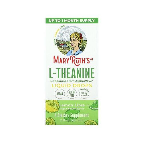 Maryruth's Gouttes De L-Théanine, Citron Vert, 200 Mg, 60 Ml