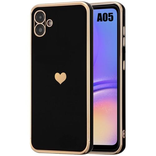 Coque Pour Samsung Galaxy A05 (Pas Pour A05s) - Noir - Antichoc En Silicone Ultra Doux, Mode Luxe Avec Motif DAmour CUr - Booling