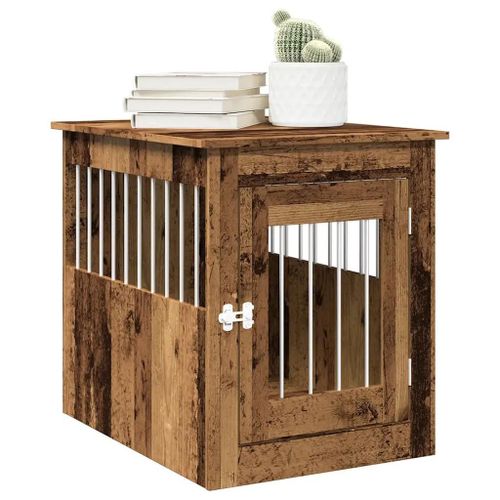 Vidaxl Meuble De Cage Chiens Vieux Bois 55x75x65 Cm Bois D'ingénierie